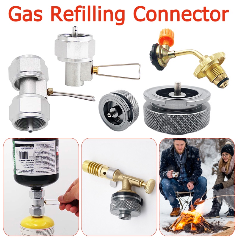 Cassette Butane Gas Cylinder Fuel Tank Filler Connector Adapter Valve Safe Switching Charging