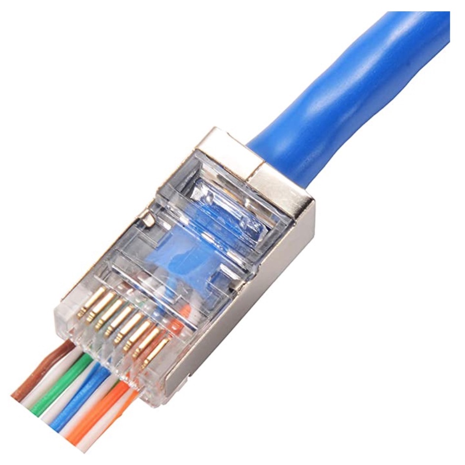 50 Pcs Cat5 Cat6 Passthrough Rj45 Connector Modular Ethernet Cable Plug 