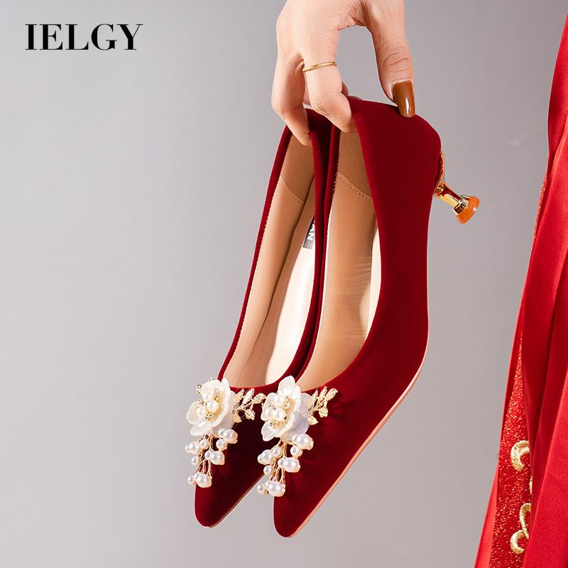 IELGY women s pointed retro light red stiletto high heels Shopee Philippines