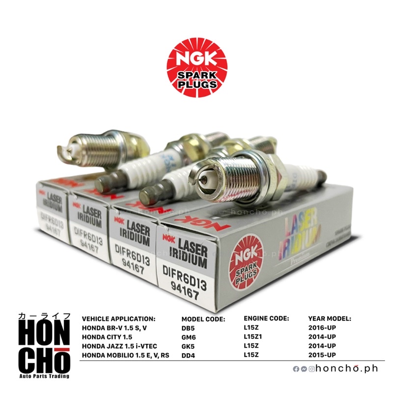 NGK DIFR6D13 Laser Iridium Spark Plug for Honda City GM6 Jazz GK5 BRV DB5 MObilio DD4 set
