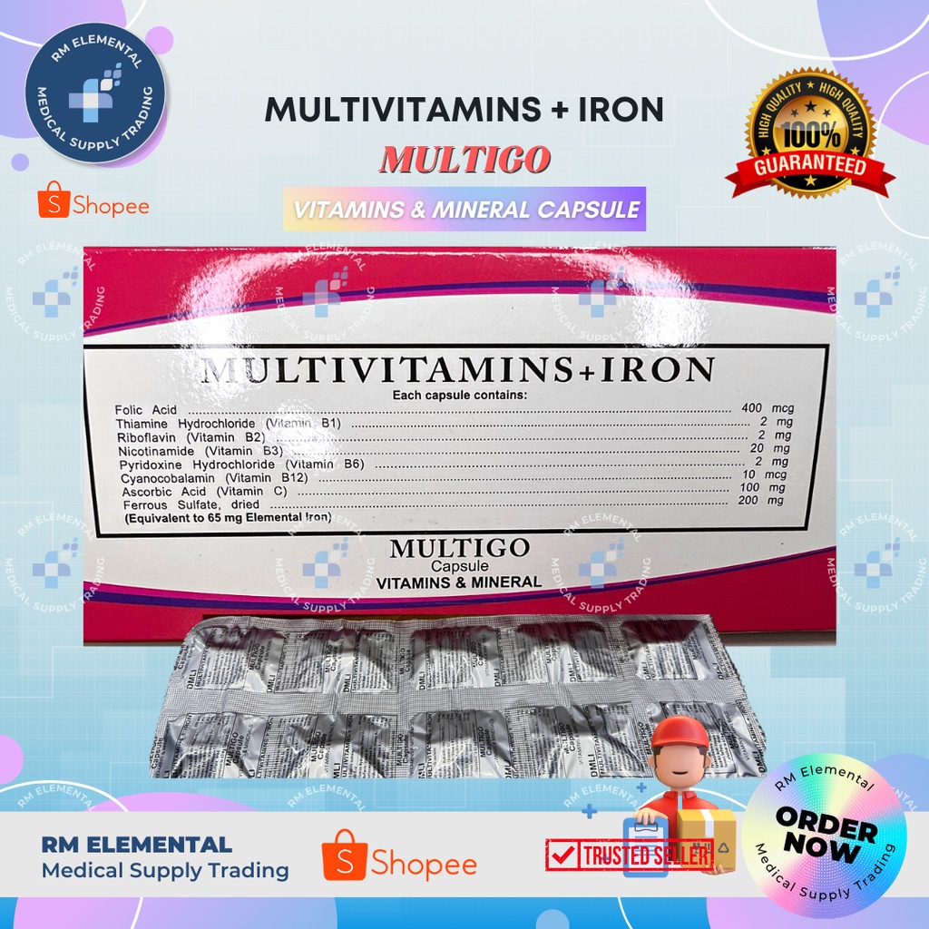 MULTIGO / MULTIGROW MULTIVITAMINS + IRON Capsule 100s Shopee Philippines