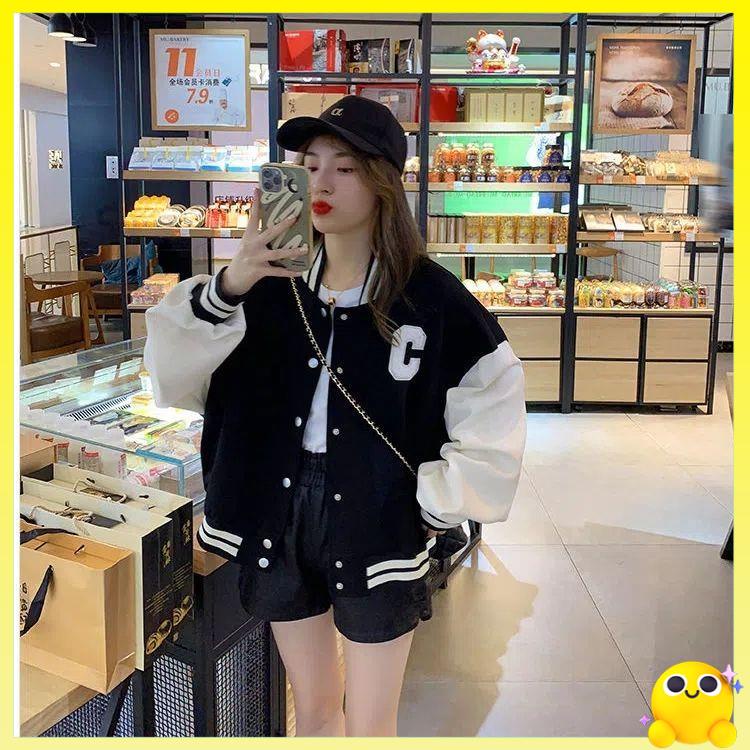 varsity jacket bomber jacket for women Autumn Loose C Letter Korean