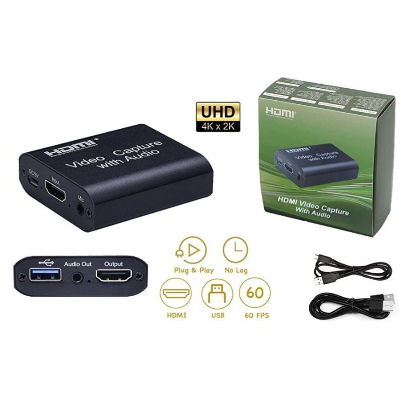 Video capture card HDMI with loop out with mic and 4k audio | Shopee ...