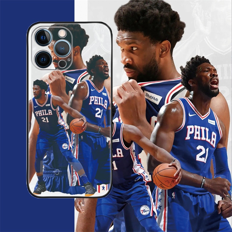 [Aimeidai] iPhone Case NBA Super Star Joel Embiid Pattern Liquid Silicone Shockproof Phone Case