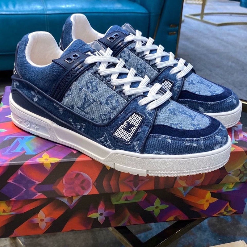 (Official sale) LV loui*s vuitton new denim casual shoes men and women ...