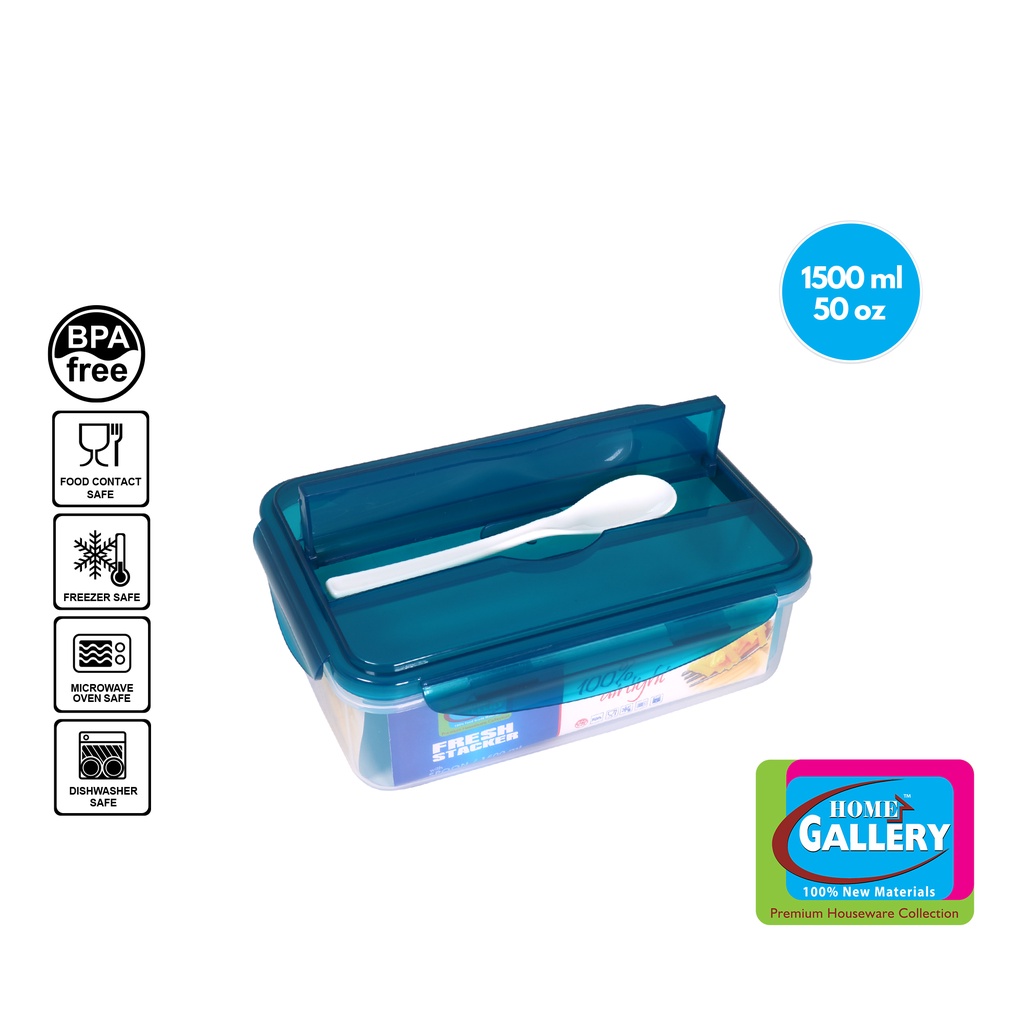 Home Gallery Fresh Stacker Rectangular Food Keeper w/ Spoon 1500ml/50oz ...