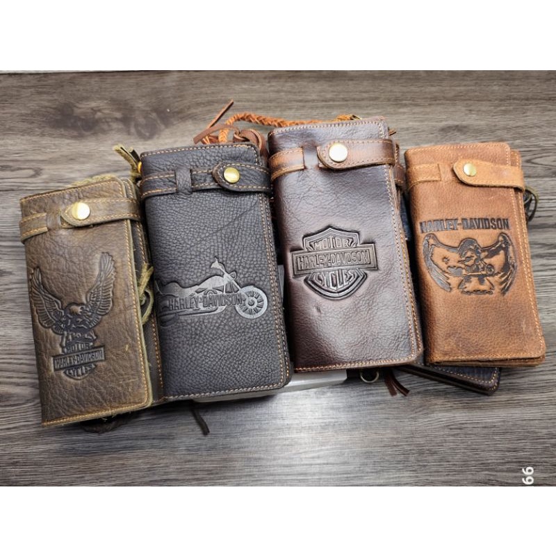 Men's leather Wallet HarleyDavidson Long Wallet Genuine leather import biker Wallet hd