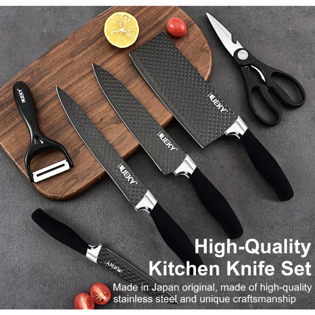 Japanese Knife Set 6PCS Kichen Knife Set with Sharpener Knifes Holder