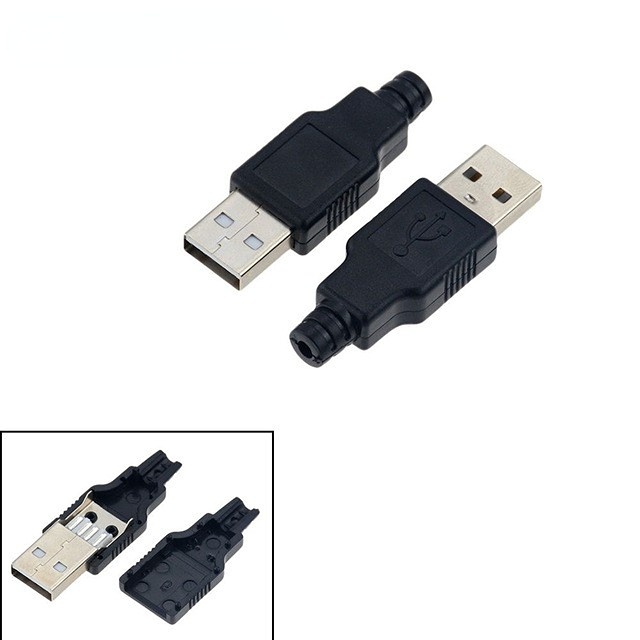 10Pcs USB Plug Socket Type A Male Female USB 4 Pin Plug Socket ...