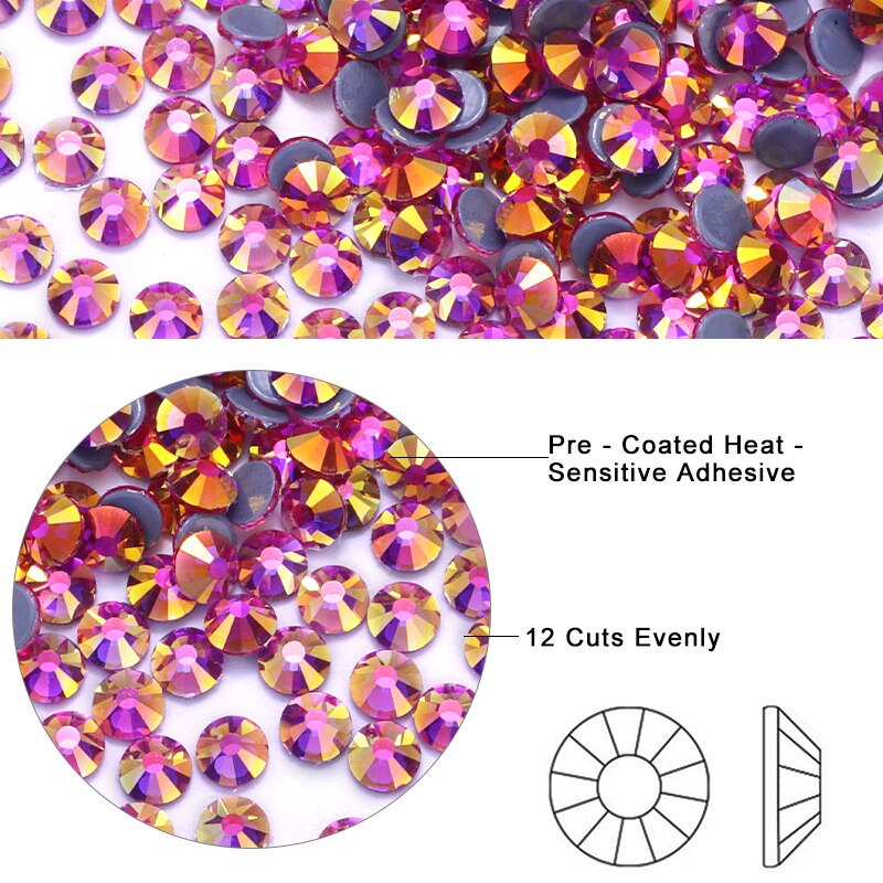 QIAO Peach AB Rhinestones Glitter Crystal Flatback Strass Diamond Glue ...
