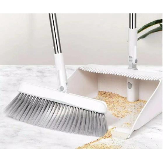 Cingo Foldable Dustpan and Broom Set With Adjustable Long Handle Easy