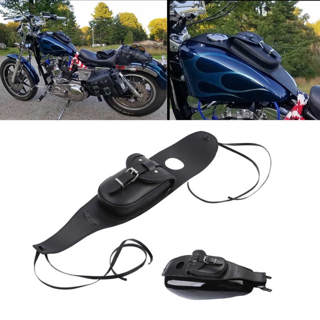 Motorcycle Pu Leather Fuel Gas Tank Dash Console Center Pouch Bag Pad Cover For Harley Sportster