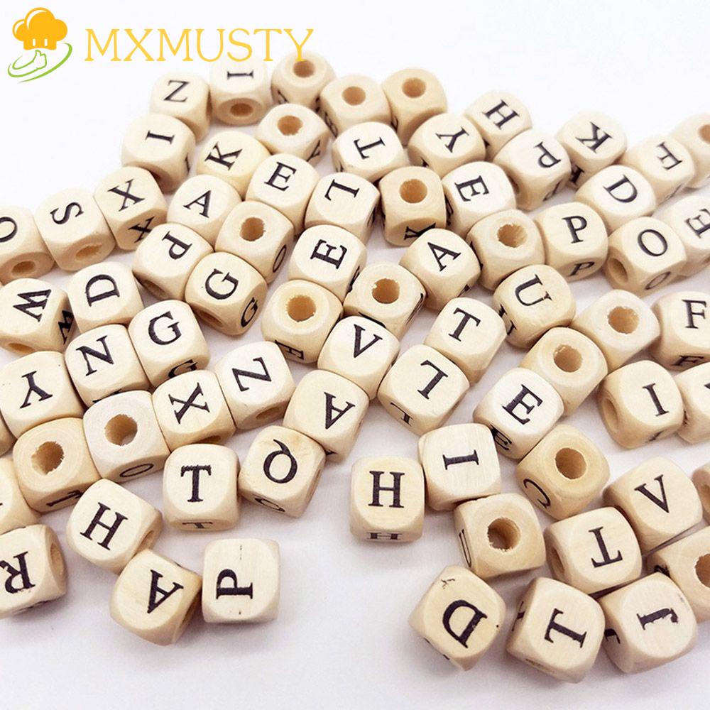 MXMUSTY 100pcs/lot Wooden Bead Accessories Letter Beads Baby Teether ...