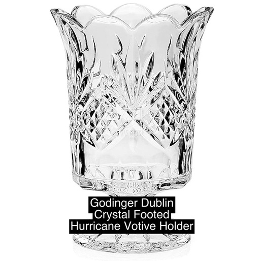 Godinger Dublin Collection Crystal Hurricane Votive Candle Holder Lead