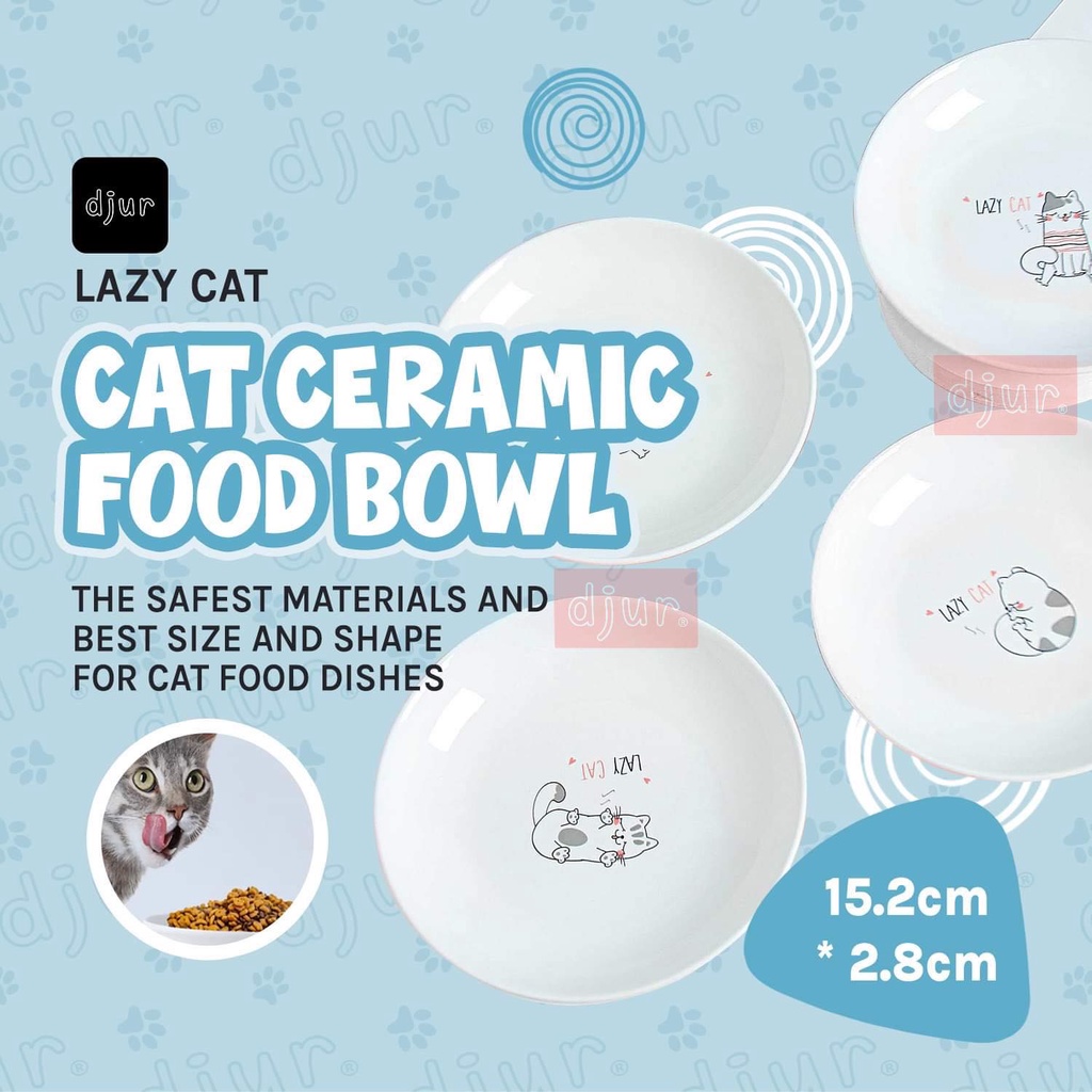 LAZY CAT Cat Ceramic Food Bowl Cat Feeder Ceramic Pottery Cat Food