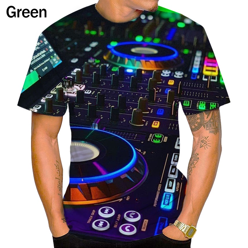 New DJ Pattern 3D Printing Short-sleeved T-shirt Comfortable and ...