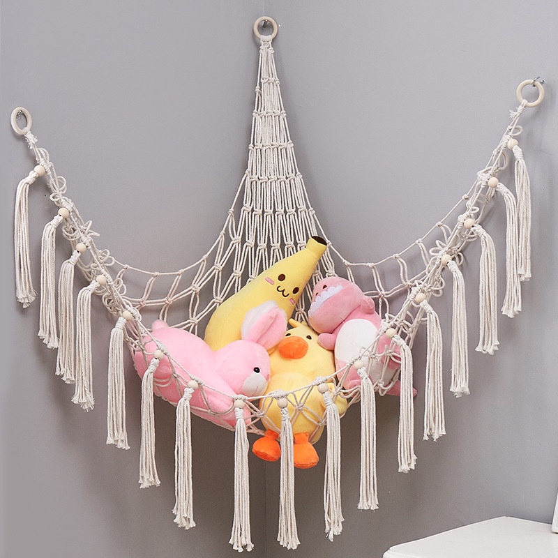 Triangle Wall Toy Storage Net Pocket Stuffed Animal Hammock Toy Storage ...