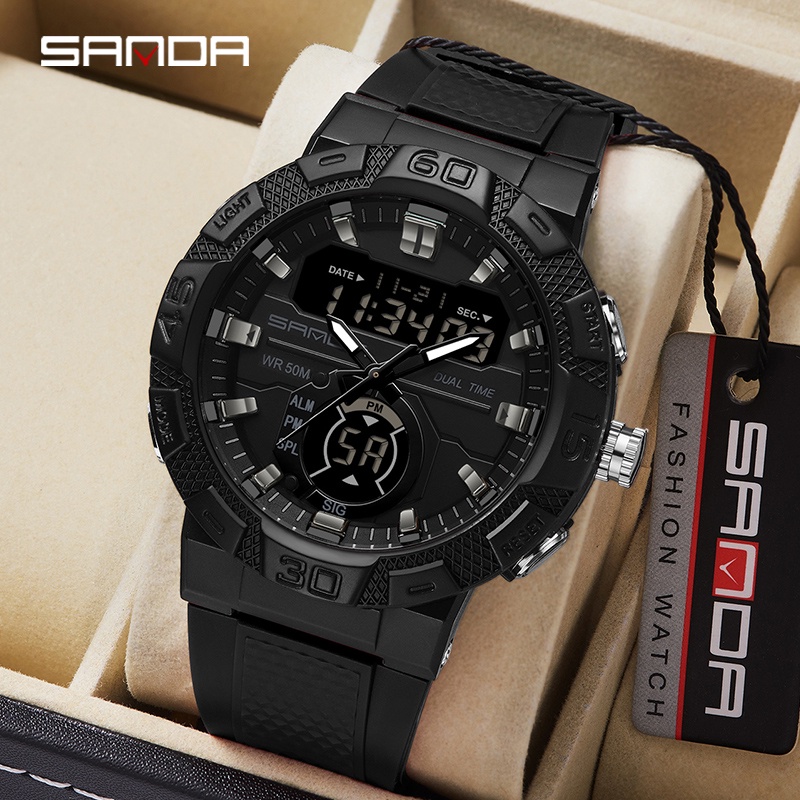 SANDA Men's Multisport Watch Dual Display Luminous LED Digital Watch ...