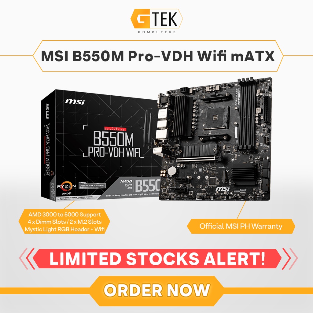 MSI B550M PRO-VDH WIFI B550 mATX Ryzen AM4 AMD Motherboard | Shopee ...