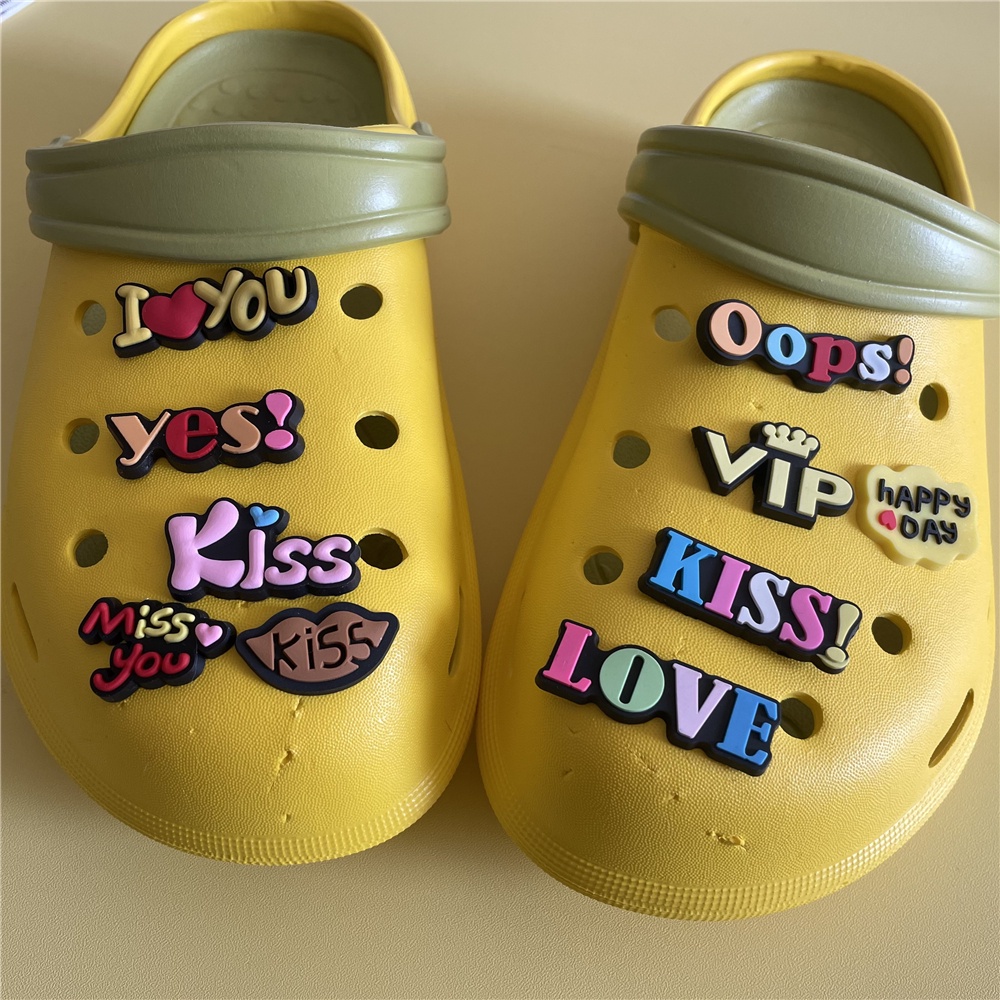 Cartoon Letter jibitz Charm DIY Jewelry design Jibbits Kiss Jibits ...