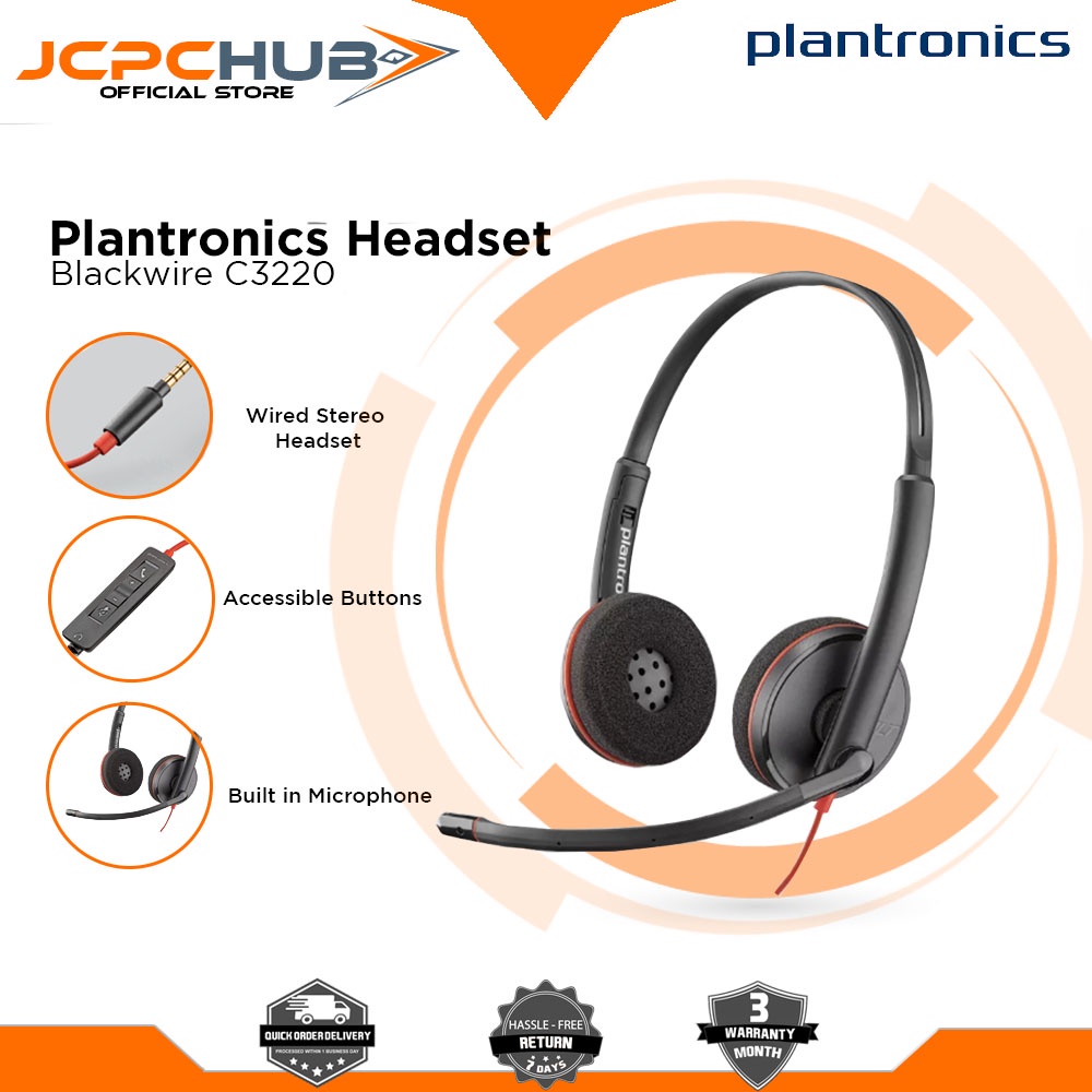 Plantronics Blackwire C3220 Usb Headset Noise Canceling Microphone