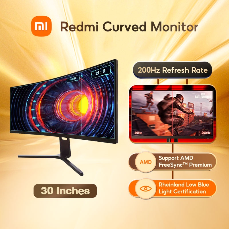 Xiaomi Redmi Curved Monitor 30 Inch 200 Hz 2560*1080 WFHD Wall Mount ...