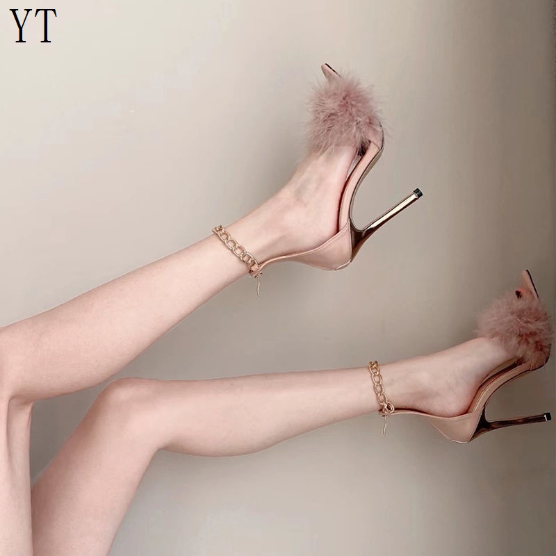 Ready Stock Big Long Legs ins~One-Word Strap Sexy Pointed Open Toe ...