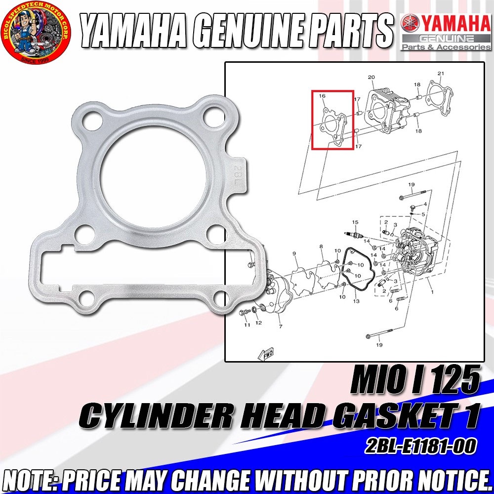MIO I 125 CYLINDER HEAD GASKET 1 (YGP) (Genuine 2BLE118100) Shopee