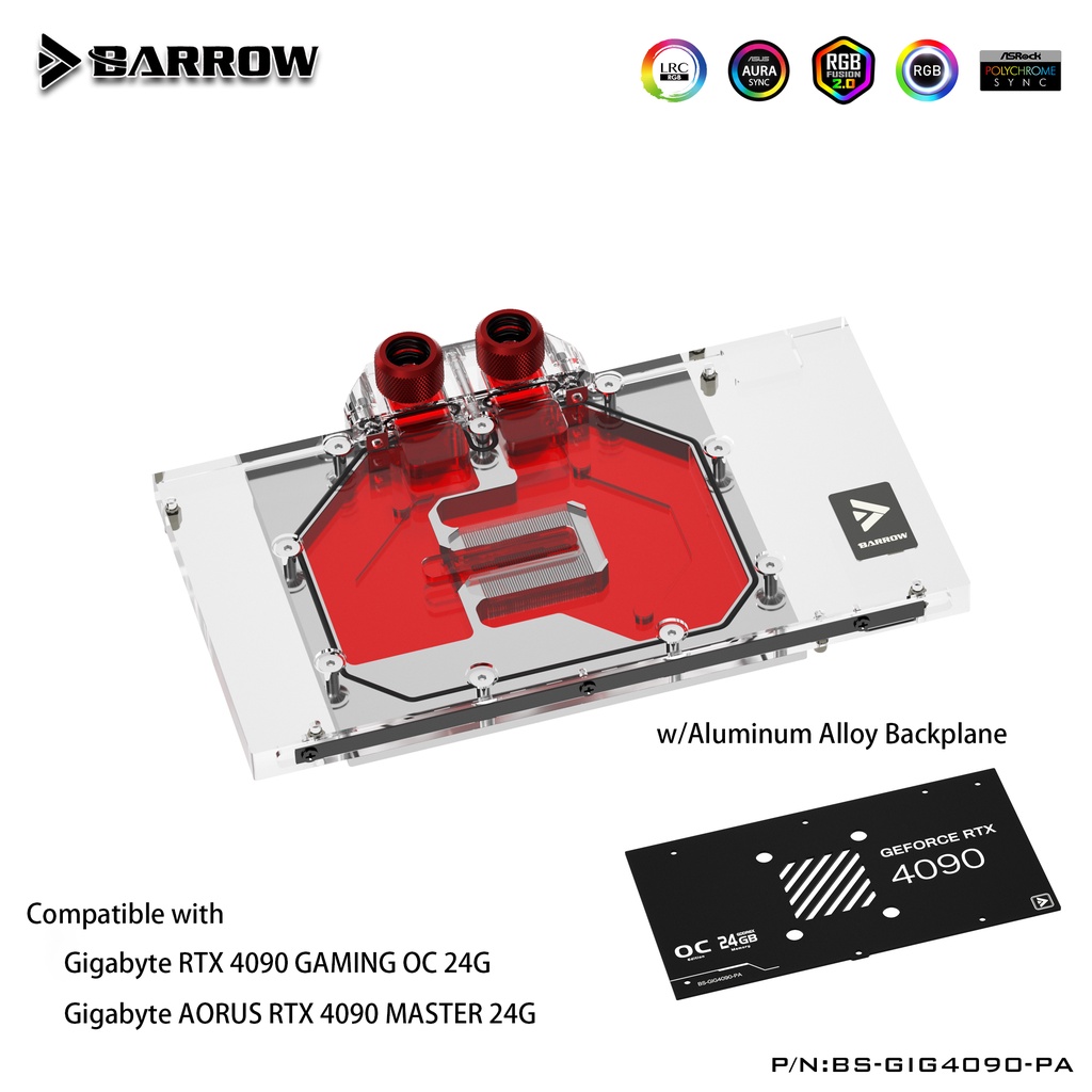 Barrow BS-GIG4090-PA Full Coverage GPU Water Block w/Aluminum Alloy ...