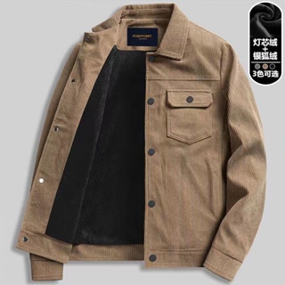 Tide plus size male corduroy jacket plus size letter embroidery