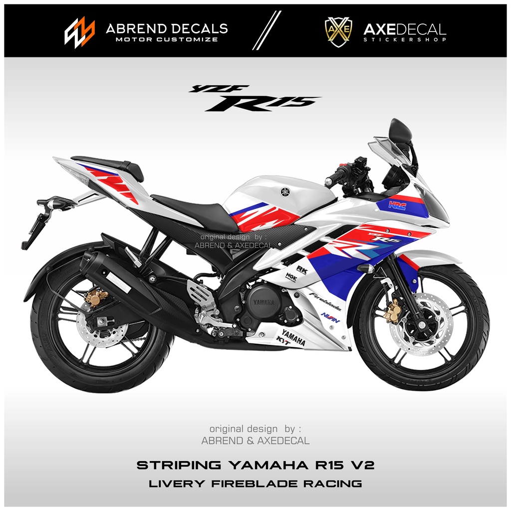 Striping R15 V2 Fireblade Racing / Yamaha R15 V2 Motorcycle Sticker ...