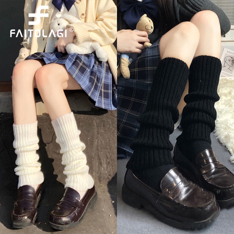 40-60CM Japanese Lolita Sweet Girl Leg Warmers Knitted Foot Cover Women  Autumn Winter Leg Warmer Socks Heap Heap Socks