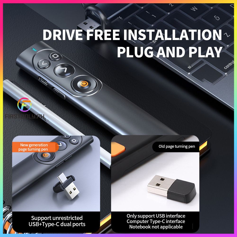 Wireless Presenter Remote Control with usb and type-c acceptor ...