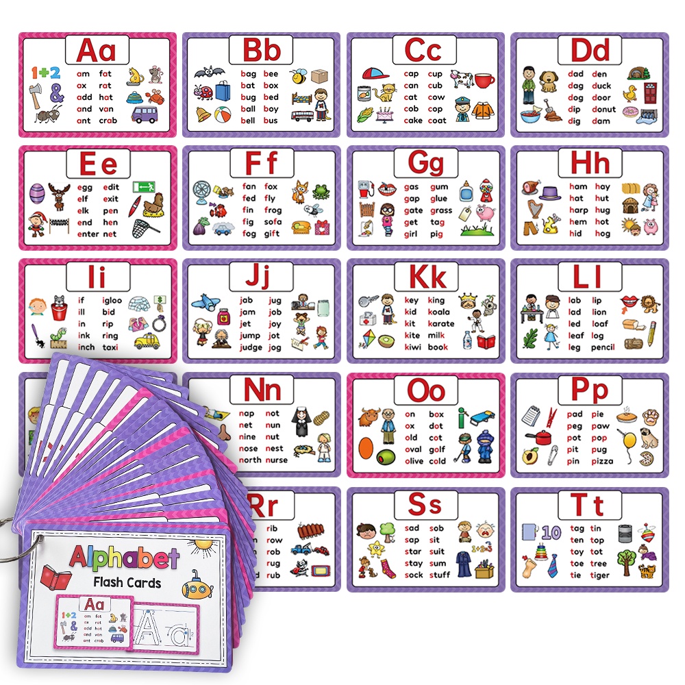 `26 English Alphabet Phonics Cvc Words Letters Learn Baby Flash Cards