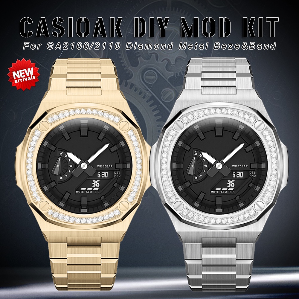 Luxury Diamond Refit Set For Casioak GA2100 GA-2110 Nautilus Style For ...
