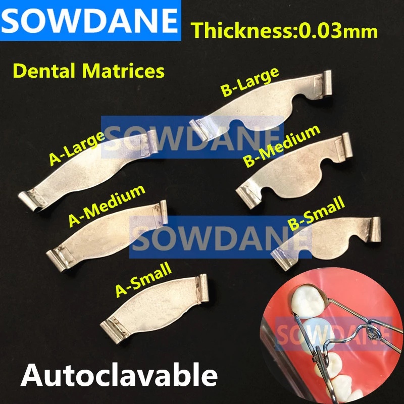 12pcs/pack Dental Saddle Contoured Metal Matrices Matrix Universal Kit