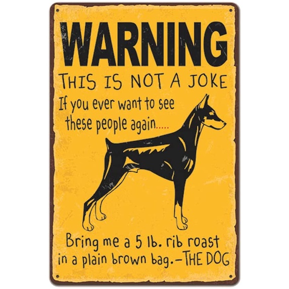 Warning Dog Metal Tin Signs Vintage Poster Beware Of Dog Retro Tin ...