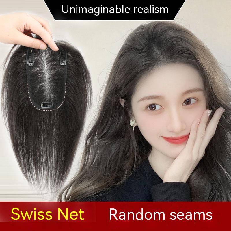 Swiss Net Base 100 Human Hair Piece Black And Dark Brown Hair Topper