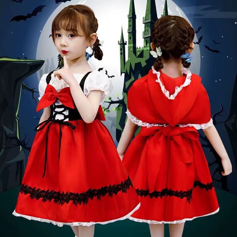 Congme Little Red Riding Hood Costume Set for Girls Kids Halloween Cosplay Costume Shopee Philippines
