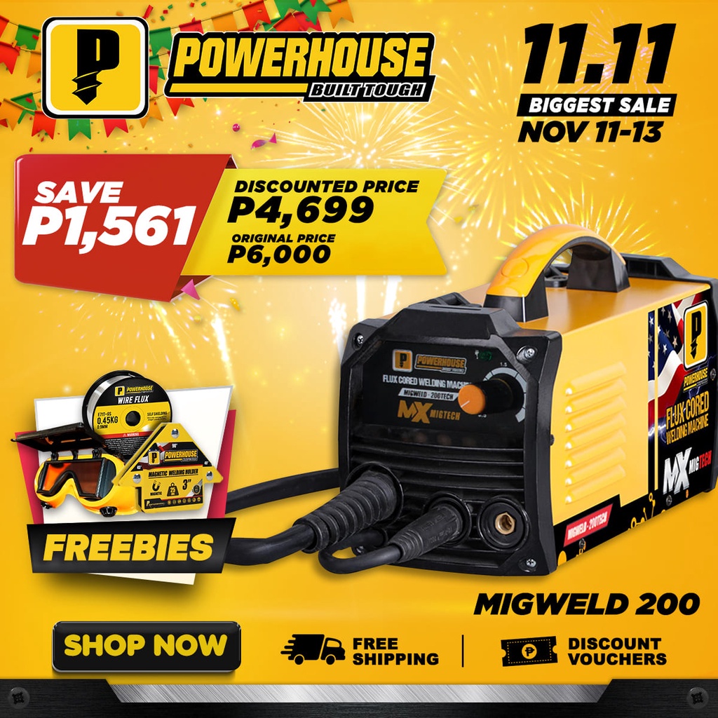 POWERHOUSE MIGWELD 200A / 250A / 300A Gasless MIG Inverter Synergic