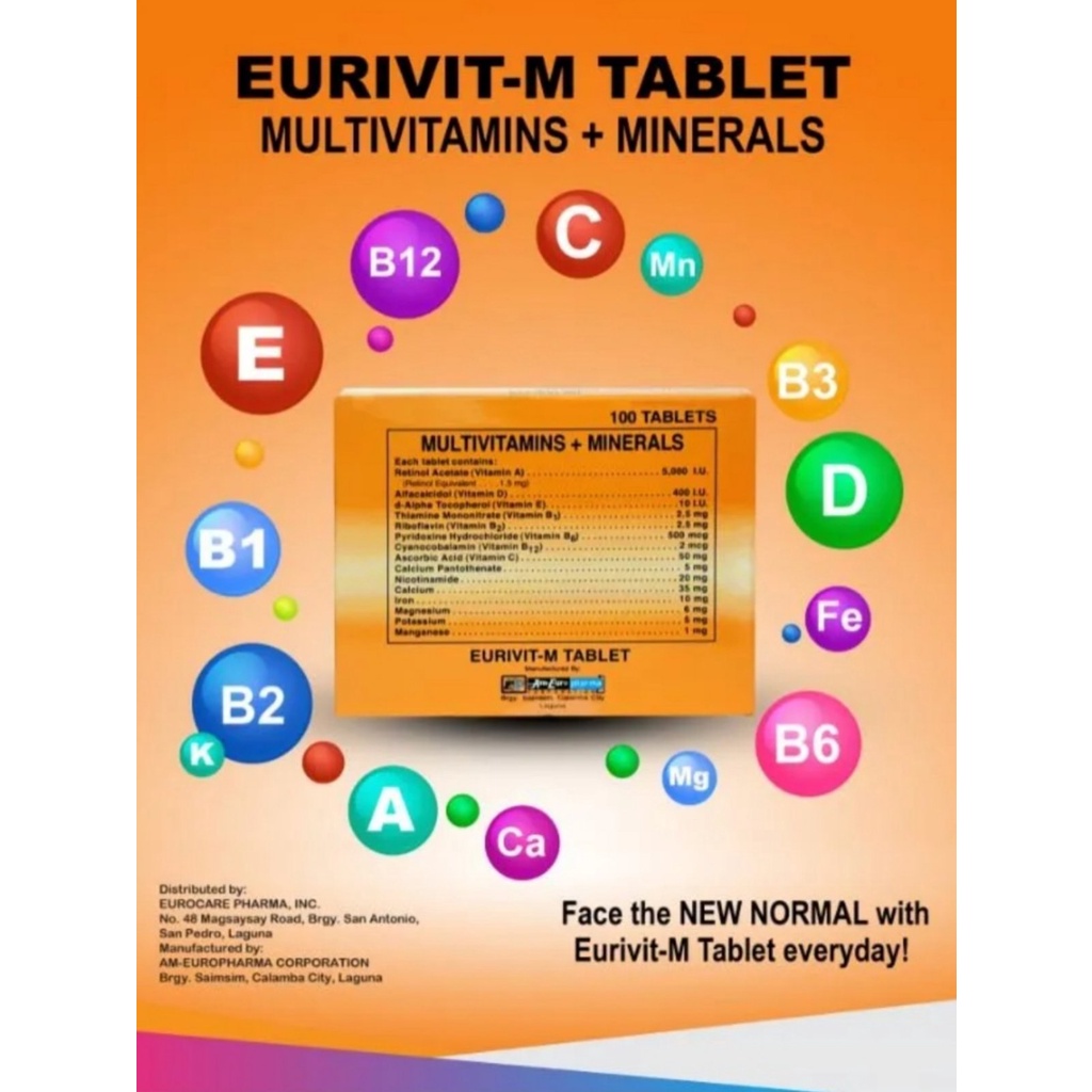 EURIVITM MULTIVITAMINS + MINERALS tablet 100s Shopee Philippines