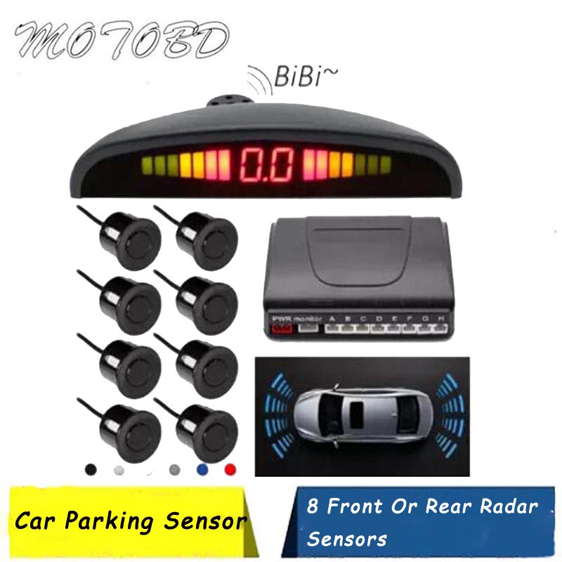 Car Parking Sensor With Digital Led Display And 8 Front Or Rear Radar Sensors For Reversing Backup 4919