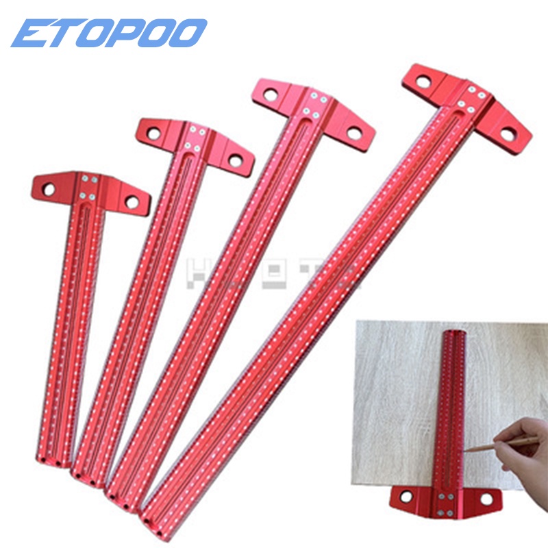 Woodworking T-type Line Scriber Hole Scale Ruler Aluminum Alloy Marking ...