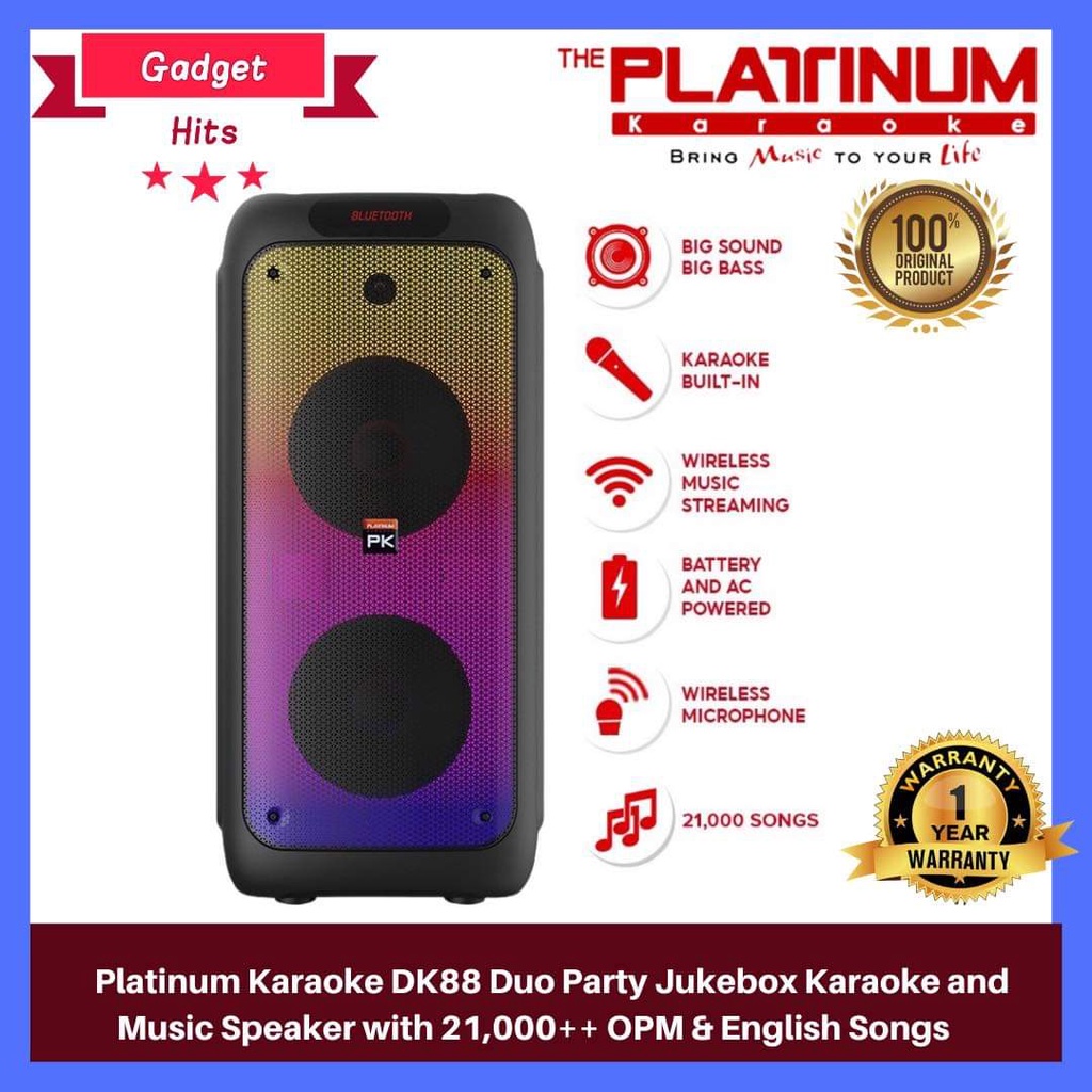 Platinum DK88 Duo Party Jukebox Karaoke and Music Speaker with 21,000