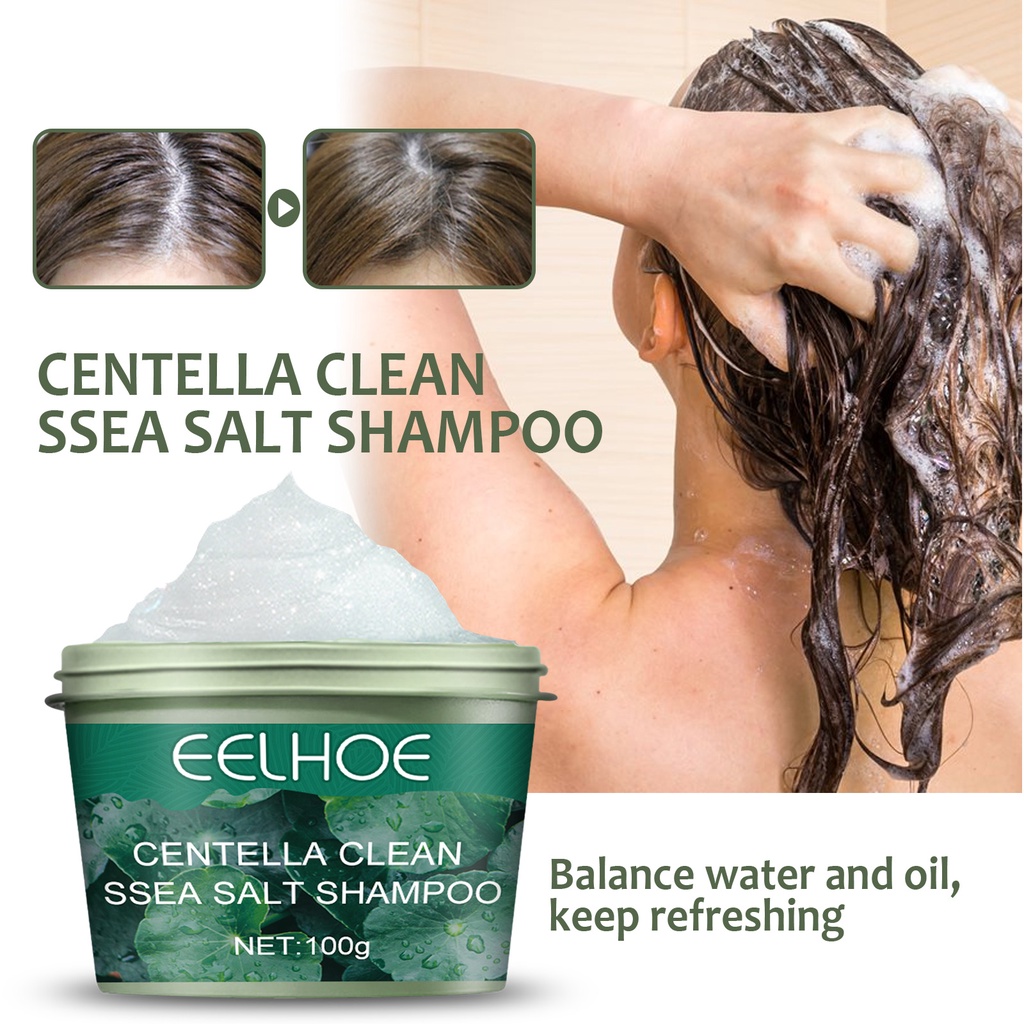 Centella Asiatica Natural Sea Salt Shampoo Hair Treatment Antidandruff Antiitch Scrub Scalp