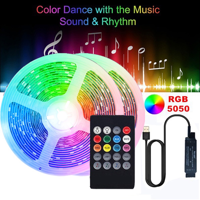 LED Strip Light RGB 5050 USB Colorful TV Flexible Background Music ...