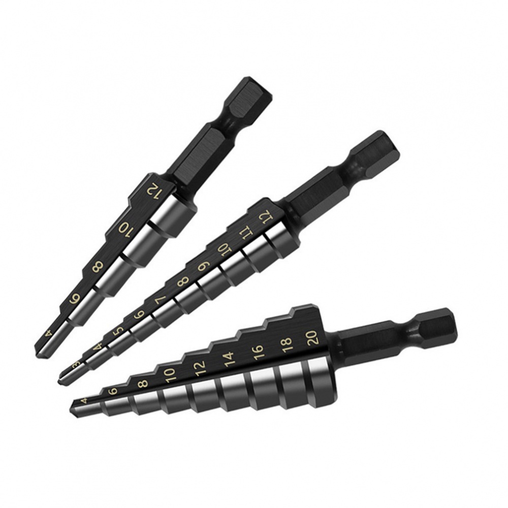 HSS Steel Nitrogen Coated Straight Groove Step Drill Bit Hole Cutter ...