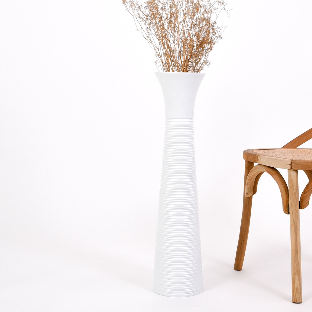 Vasora Large Floor Vase Wood Wide Mouth Shape. Carved Mango Size 17 x ...