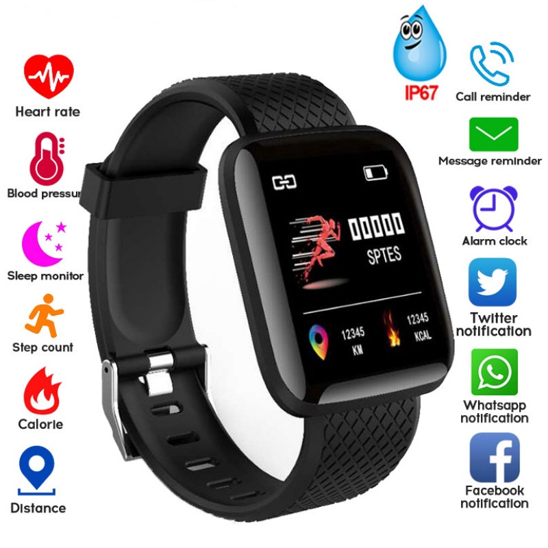 【Ready Stock】D13 / 116 Plus Smart Watch Bluetooth Waterproof Sports