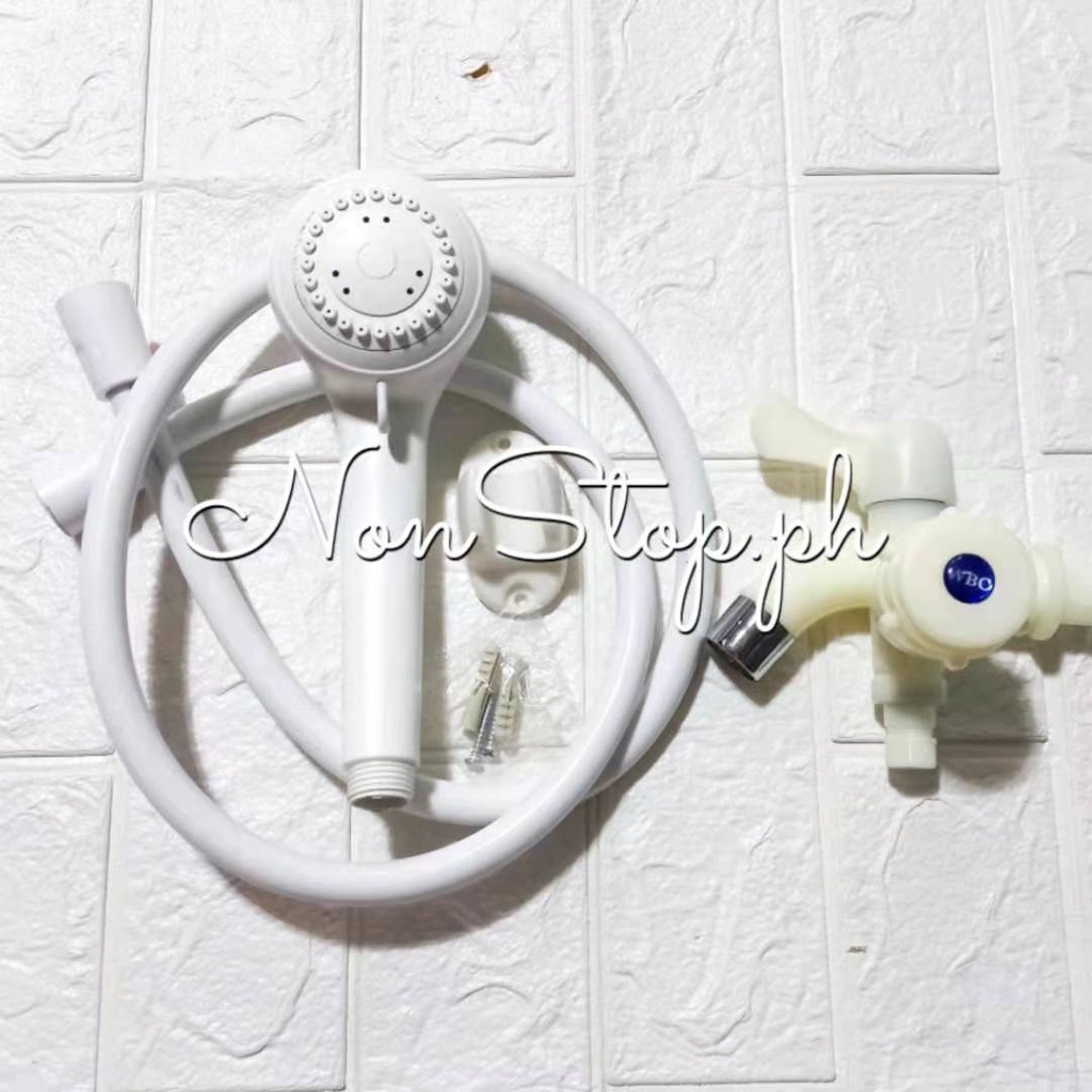 COD 1 SET PVC Plastic Telephone Shower Head Hose And Holder With Dual